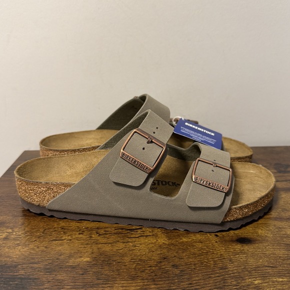 NEW Birkenstock Arizona BS Women's 10, STONE Birkibuc Sandals - Picture 2 of 7